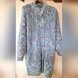 Vintage 80s Wool Blend Knee-length Sweater Coat Womens size M/L